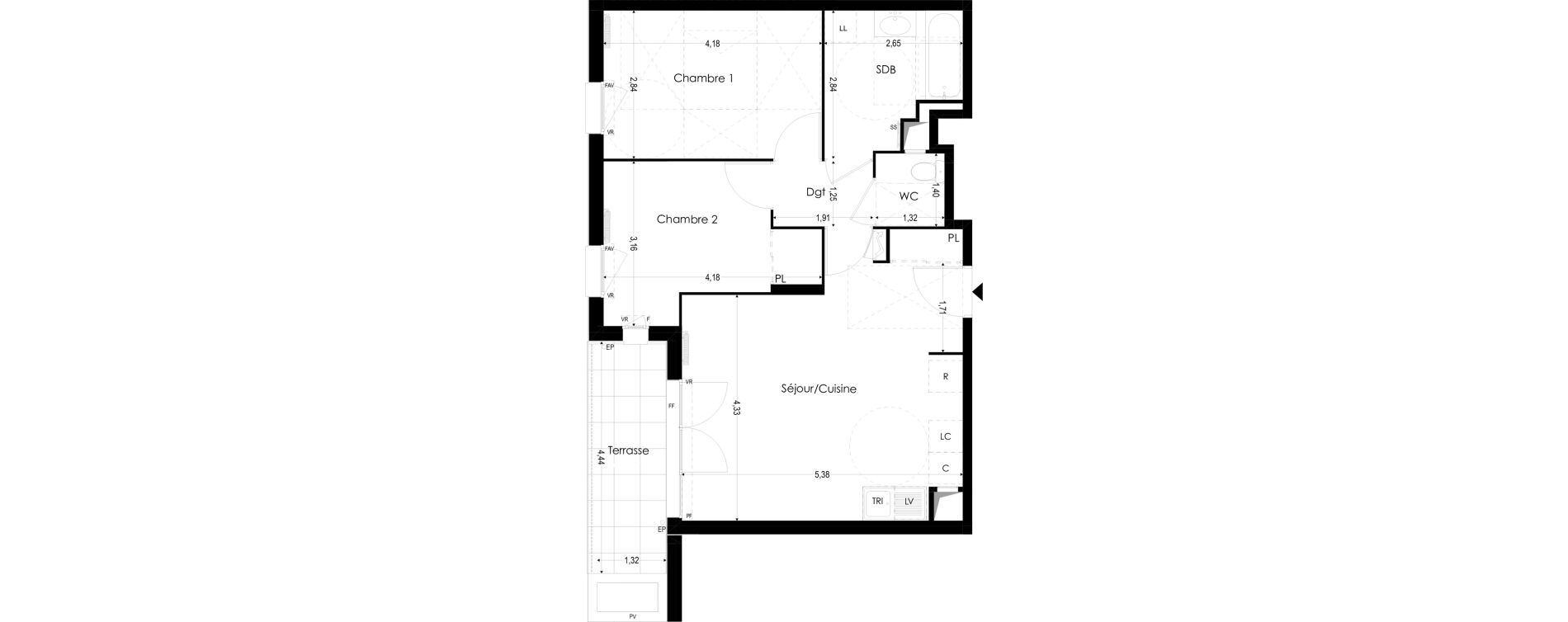 Appartement T3 de 58,30 m2 &agrave; Melun Woodi