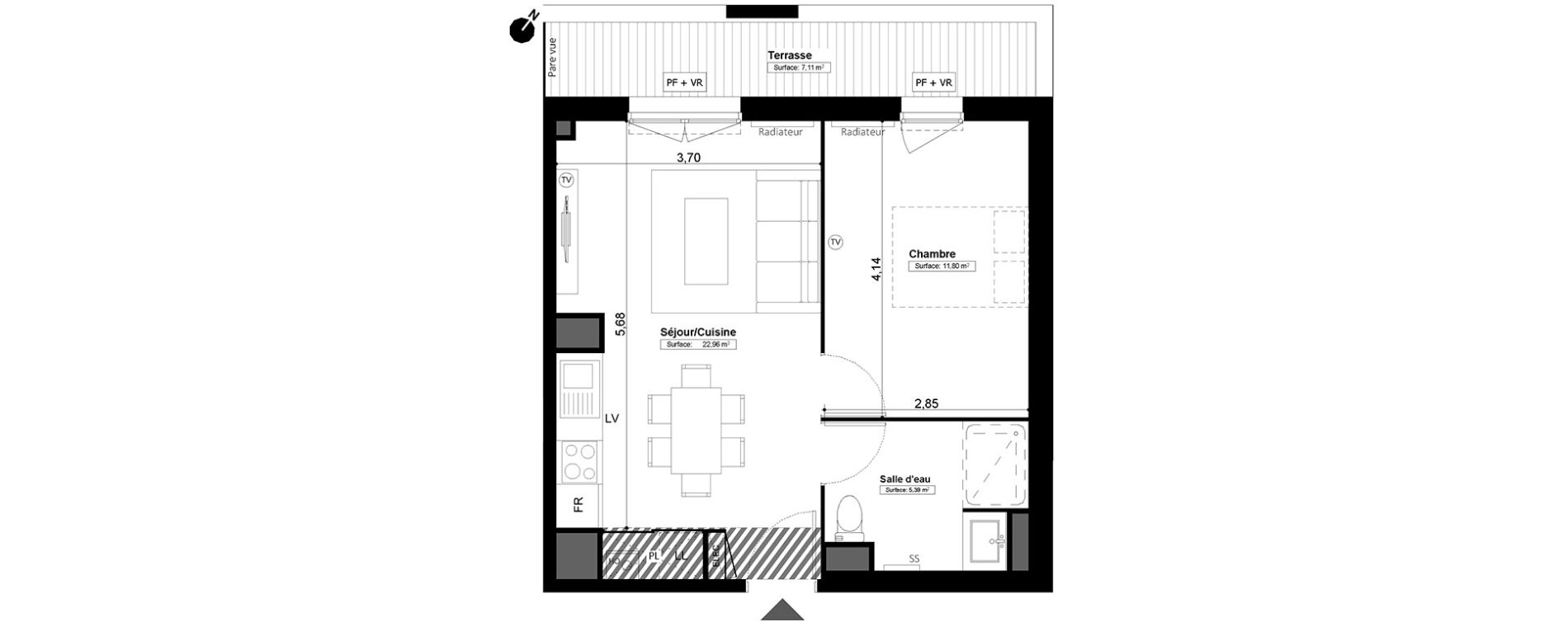 Appartement T2 de 40,15 m2 &agrave; Melun Centre