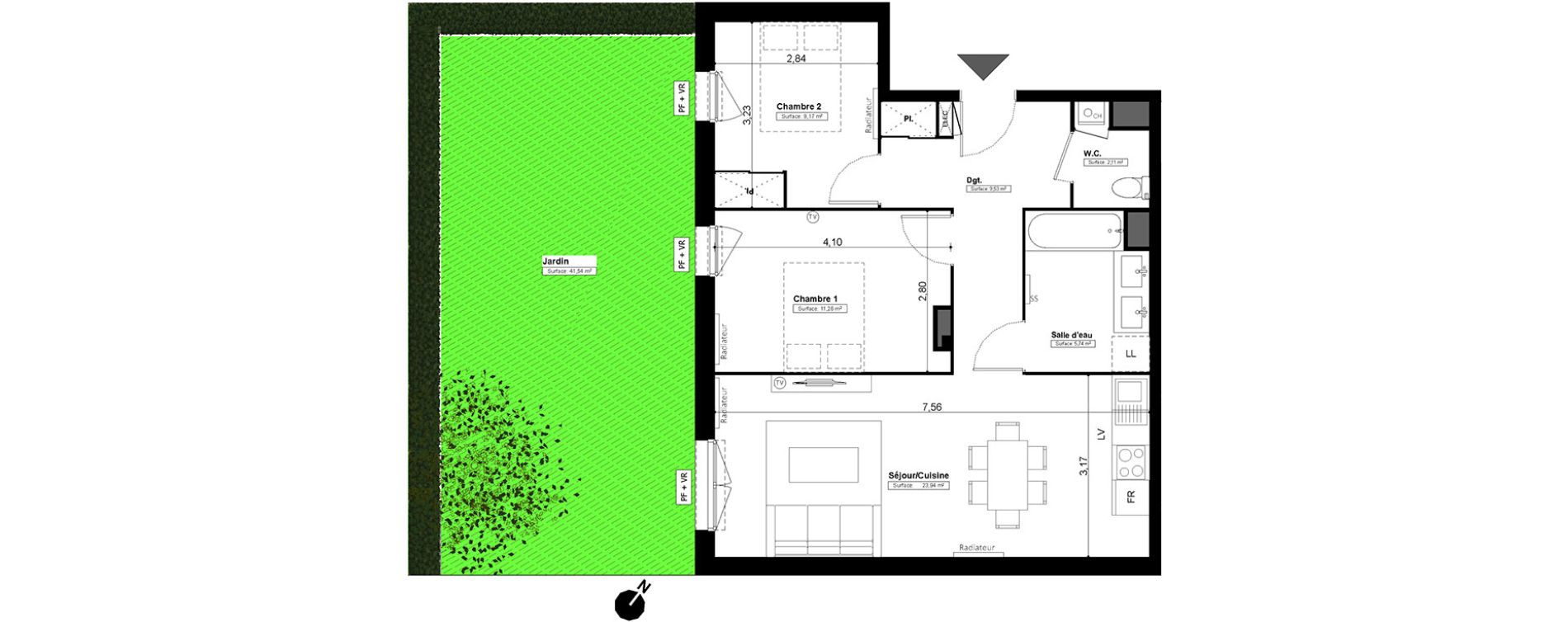 Appartement T3 de 61,75 m2 &agrave; Melun Centre
