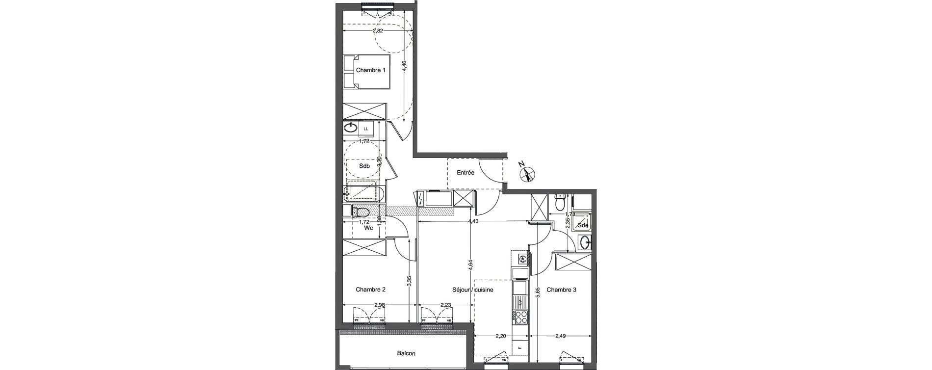 Appartement T4 de 81,57 m2 &agrave; Melun Centre