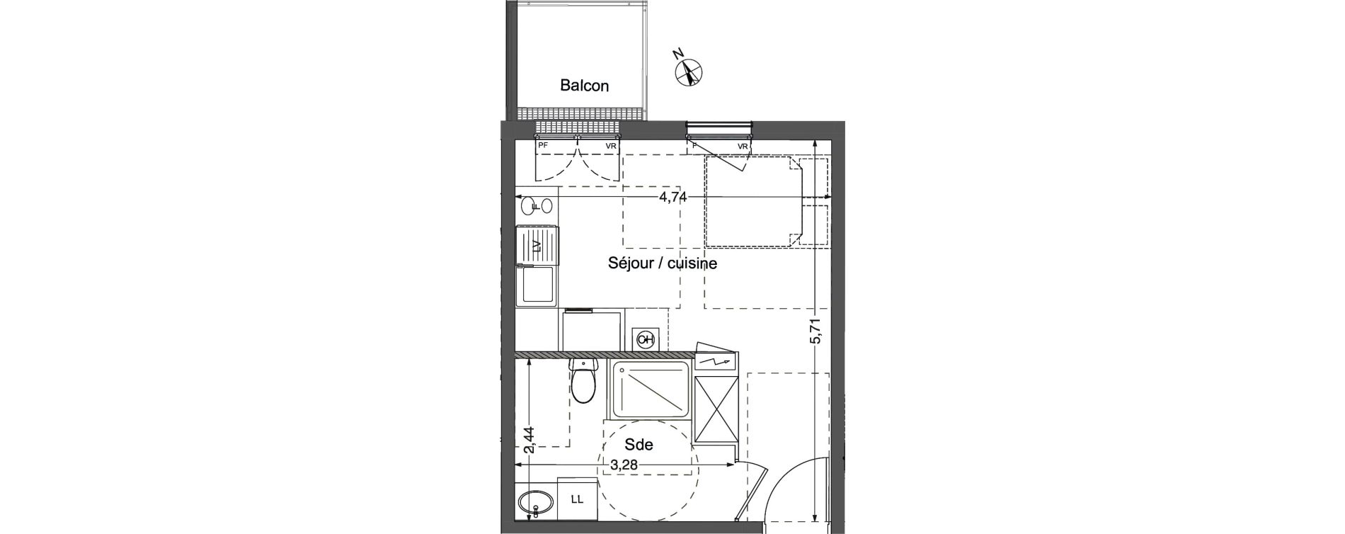 Appartement T1 de 25,70 m2 &agrave; Melun Centre