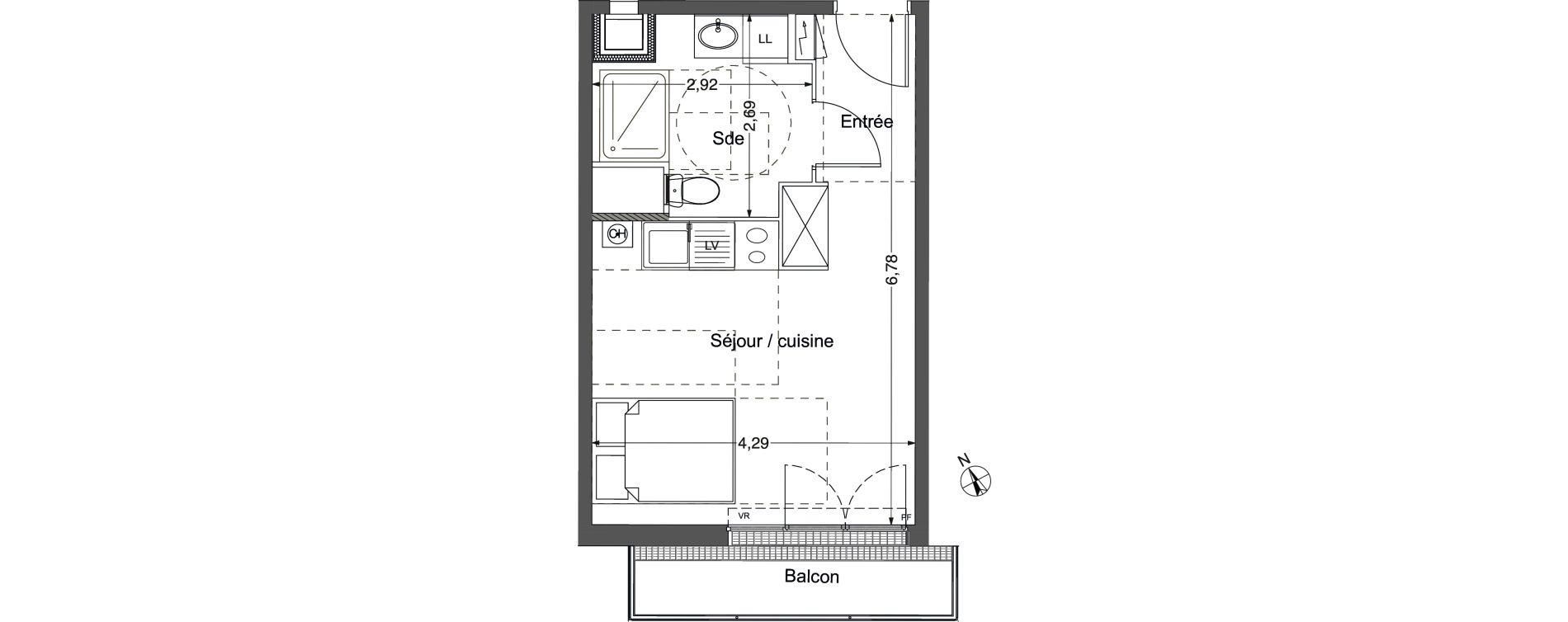 Appartement T1 de 27,21 m2 &agrave; Melun Centre