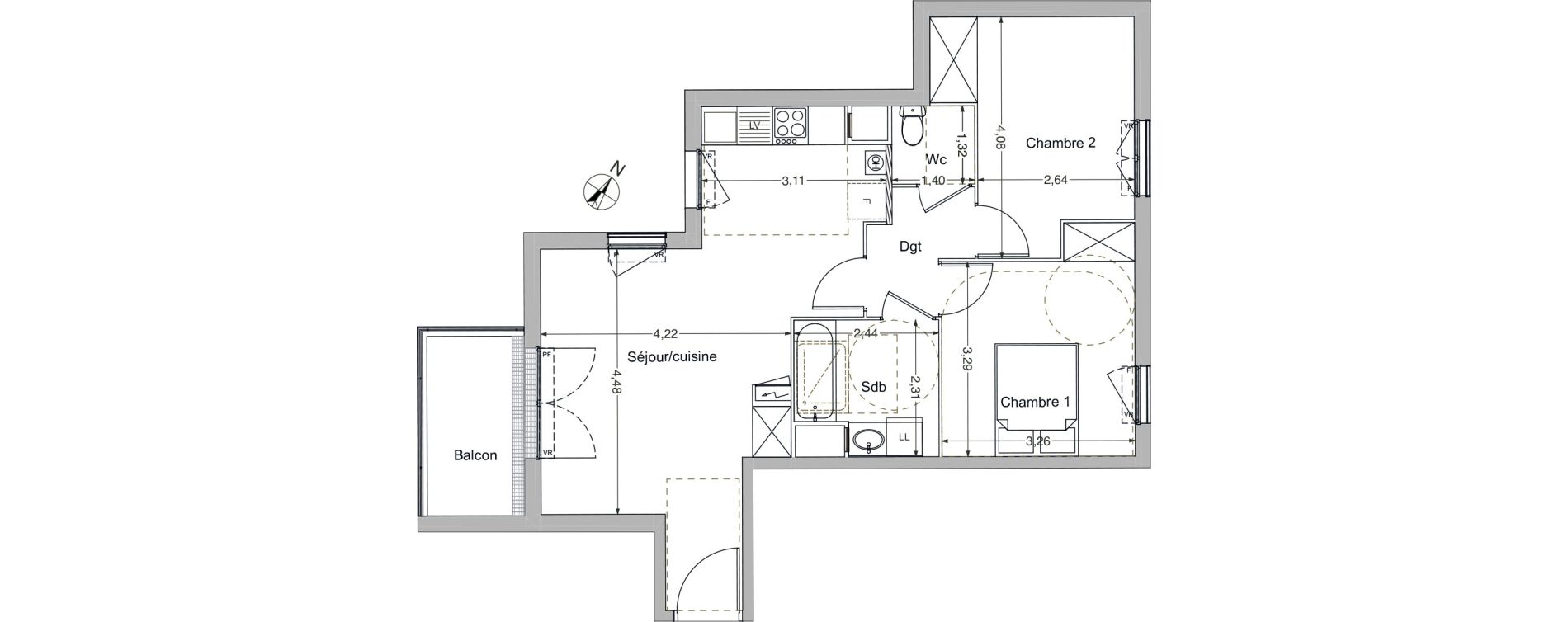 Appartement T3 de 60,99 m2 &agrave; Melun Centre