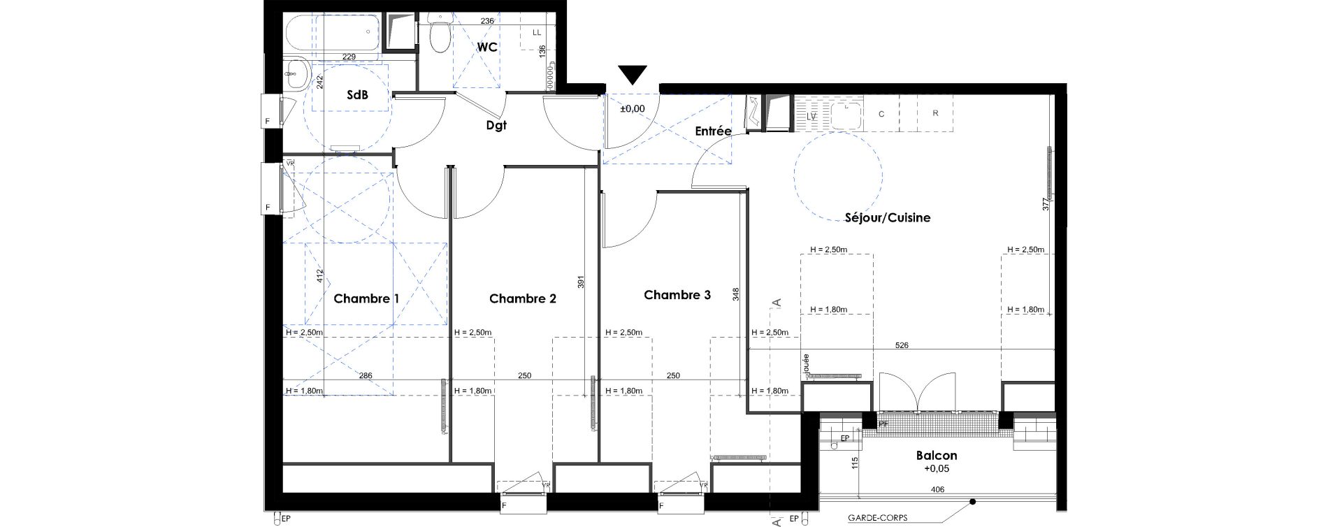Appartement T4 de 73,89 m2 &agrave; Melun Centre