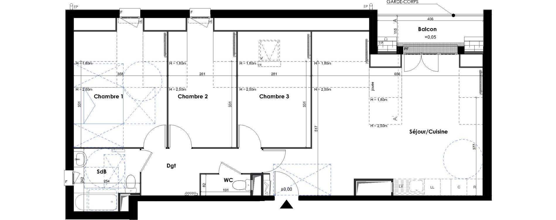 Appartement T4 de 80,42 m2 &agrave; Melun Centre
