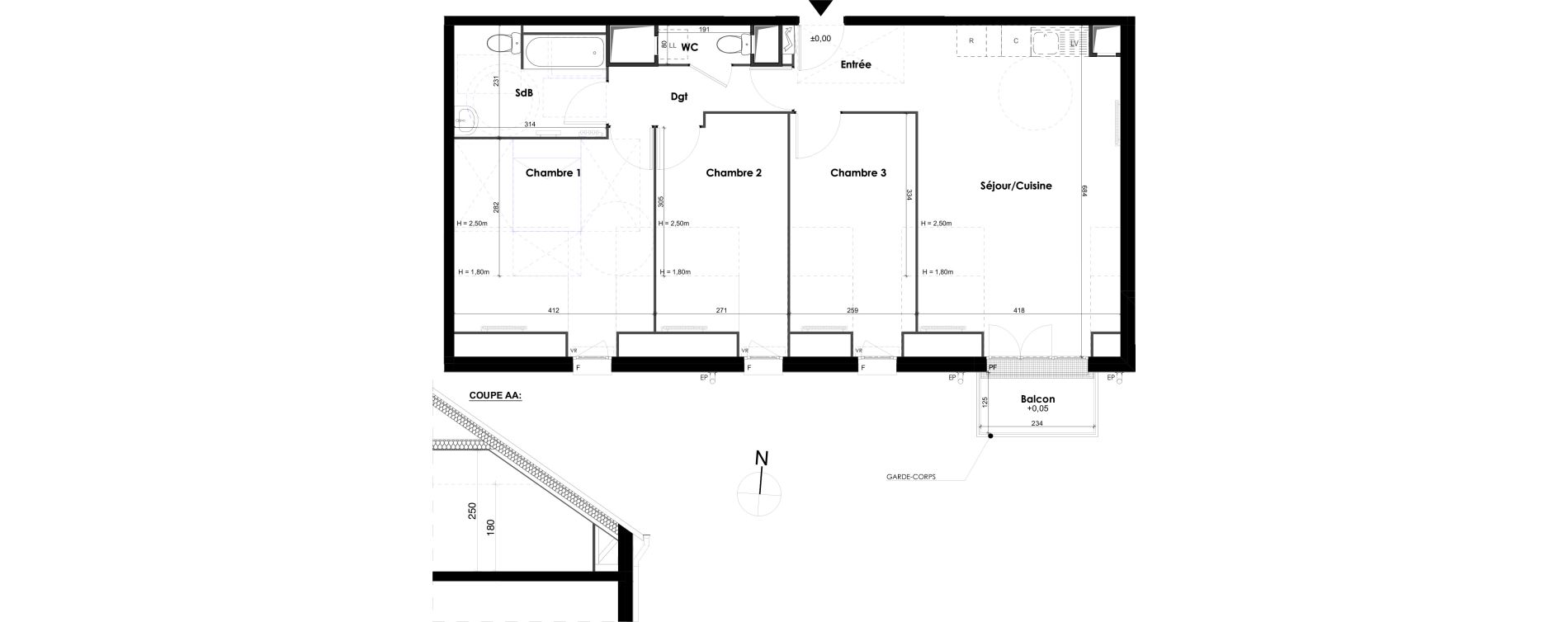 Appartement T4 de 76,54 m2 &agrave; Melun Centre