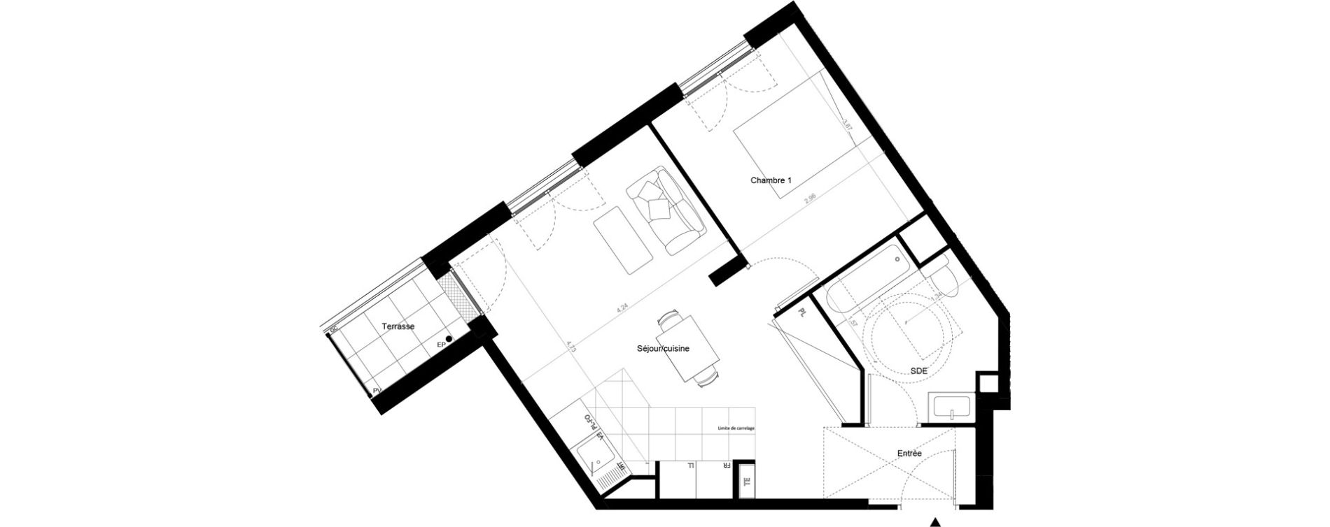 Appartement T2 de 47,32 m2 &agrave; Melun Centre