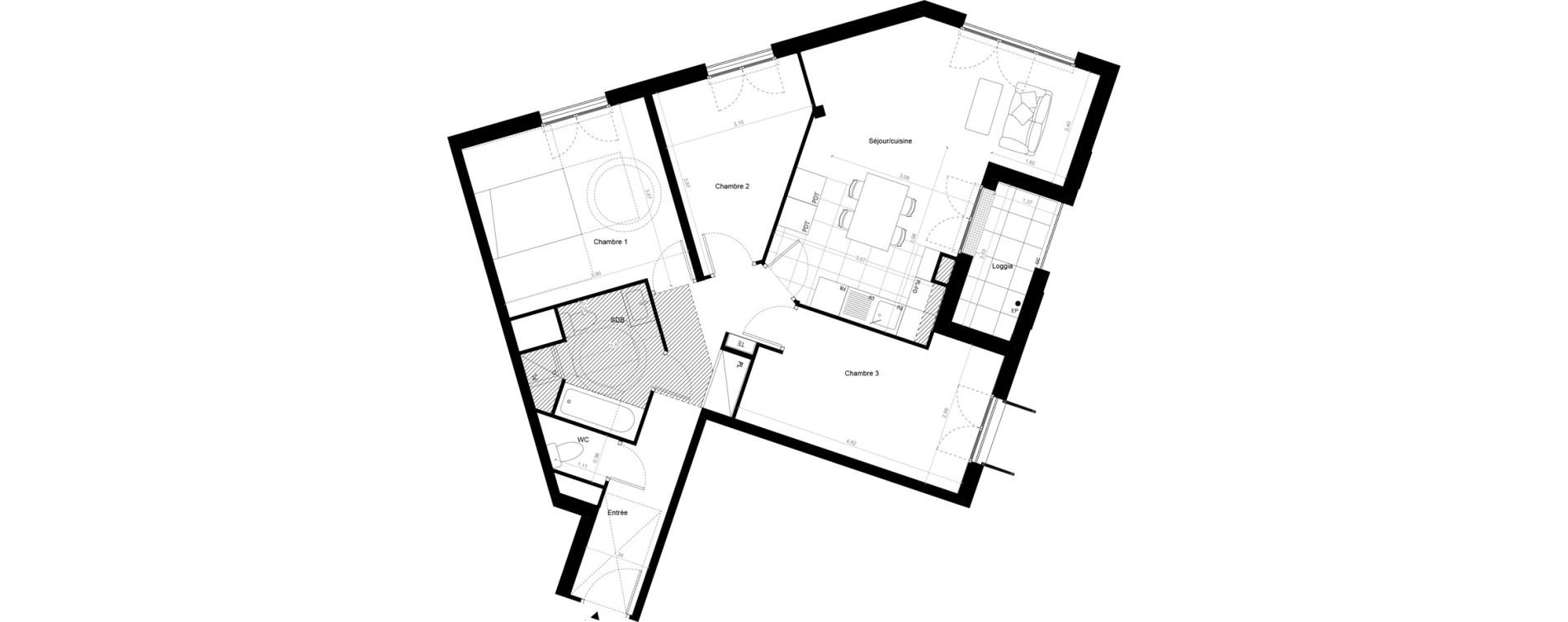 Appartement T4 de 81,84 m2 &agrave; Melun Centre