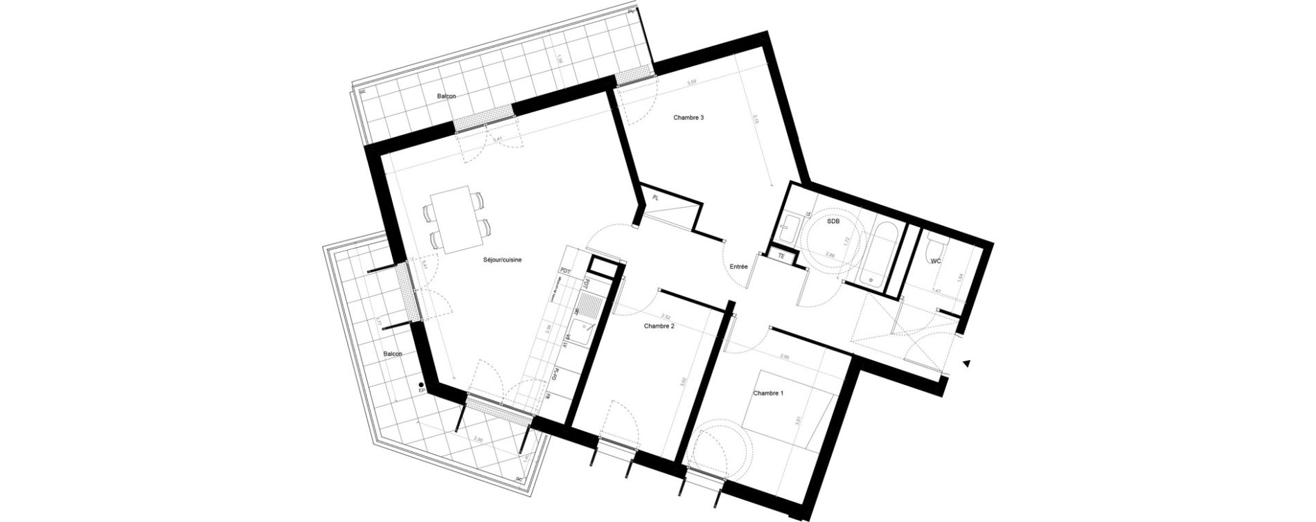 Appartement T4 de 82,04 m2 &agrave; Melun Centre