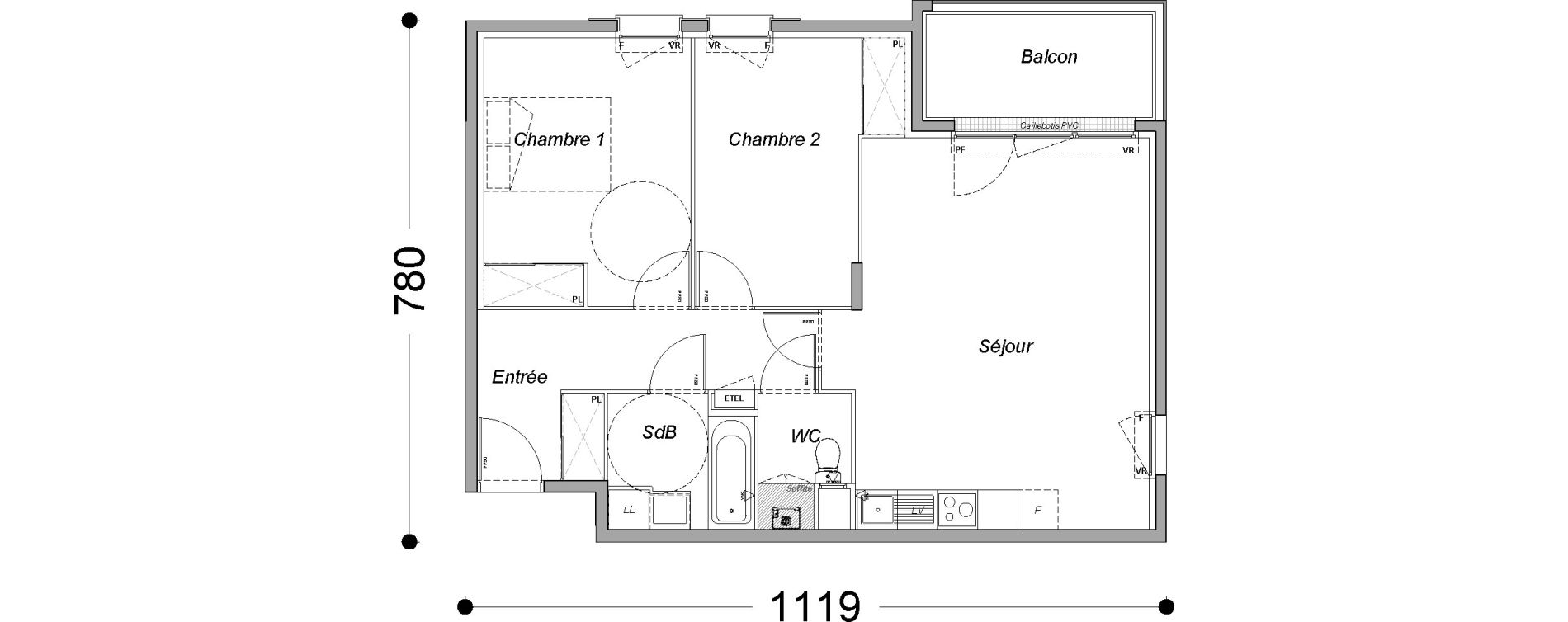 Appartement T3 de 64,55 m2 &agrave; Melun Saint-barth&eacute;lemy