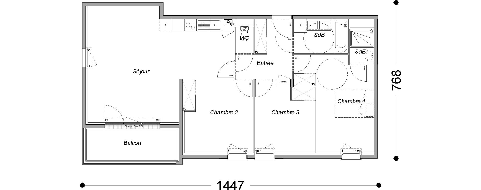 Appartement T4 de 84,55 m2 &agrave; Melun Saint-barth&eacute;lemy