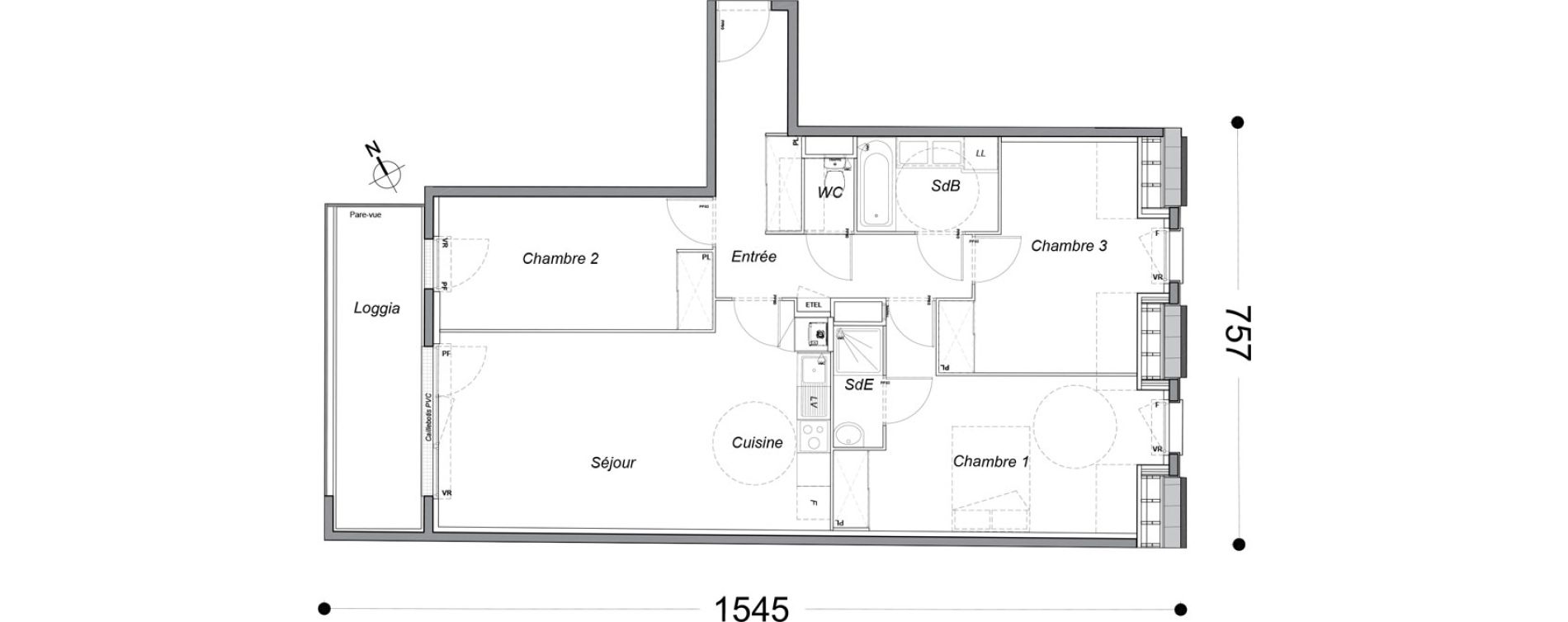 Appartement T4 de 82,20 m2 &agrave; Melun Saint-barth&eacute;lemy