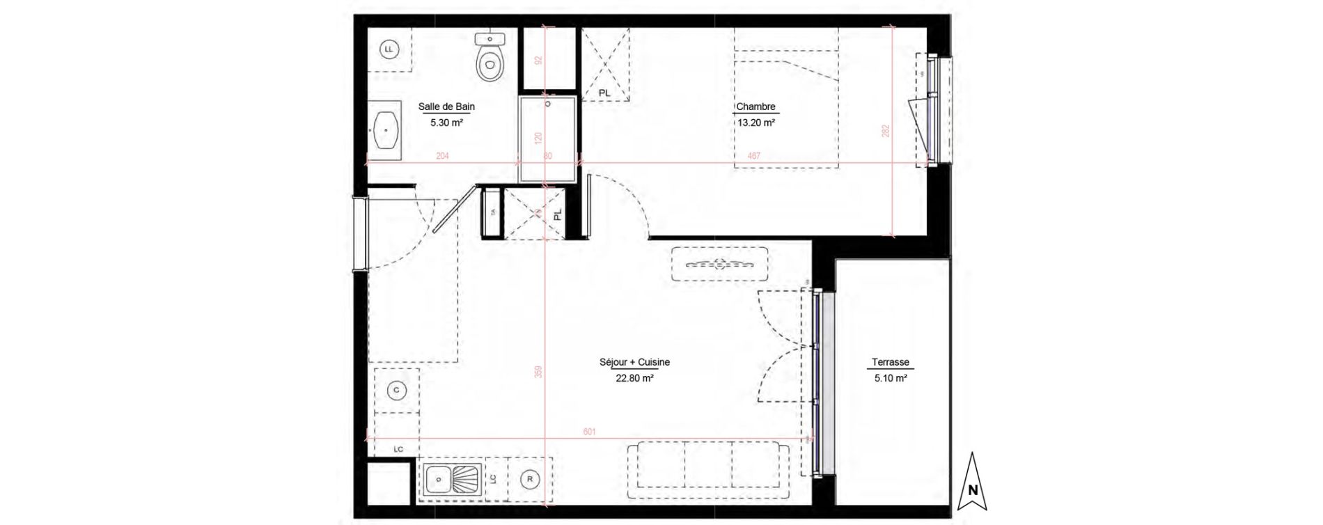 Appartement T2 de 41,30 m2 &agrave; Melun Woodi