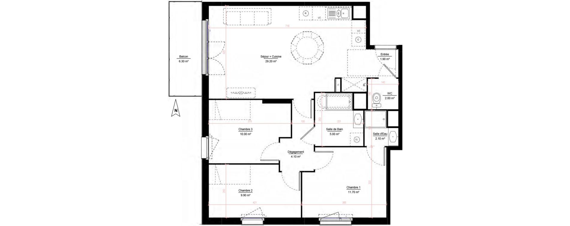 Appartement T4 de 75,90 m2 &agrave; Melun Woodi