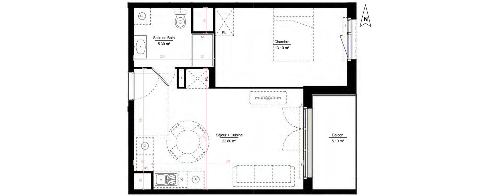 Appartement T2 de 41,20 m2 &agrave; Melun Woodi