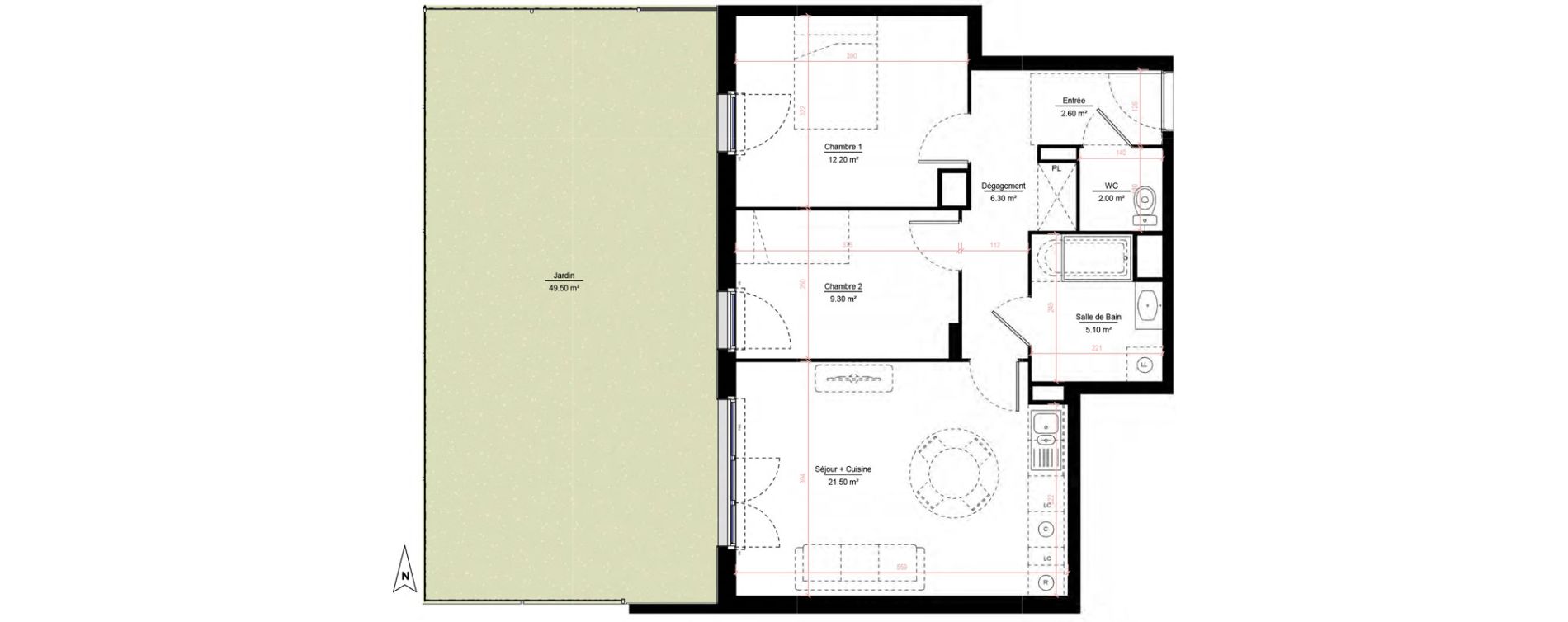 Appartement T3 de 59,00 m2 &agrave; Melun Woodi