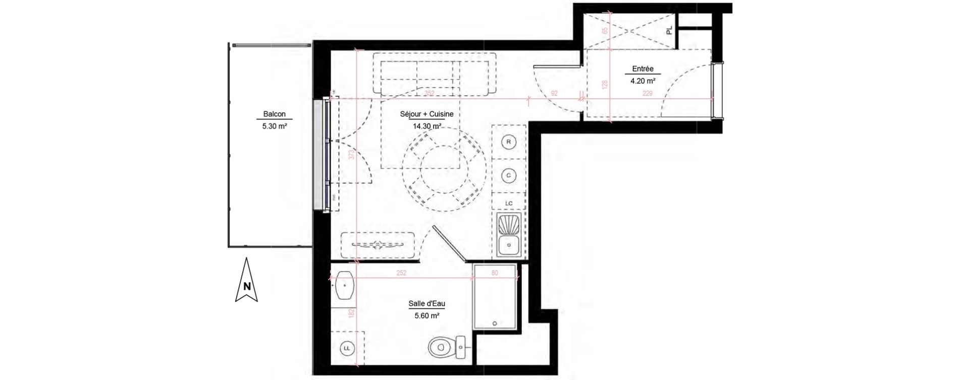 Appartement T1 de 24,10 m2 &agrave; Melun Woodi