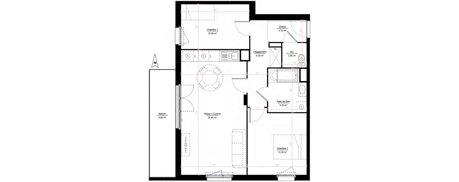 Appartement T3 de 64,90 m2 &agrave; Melun Woodi