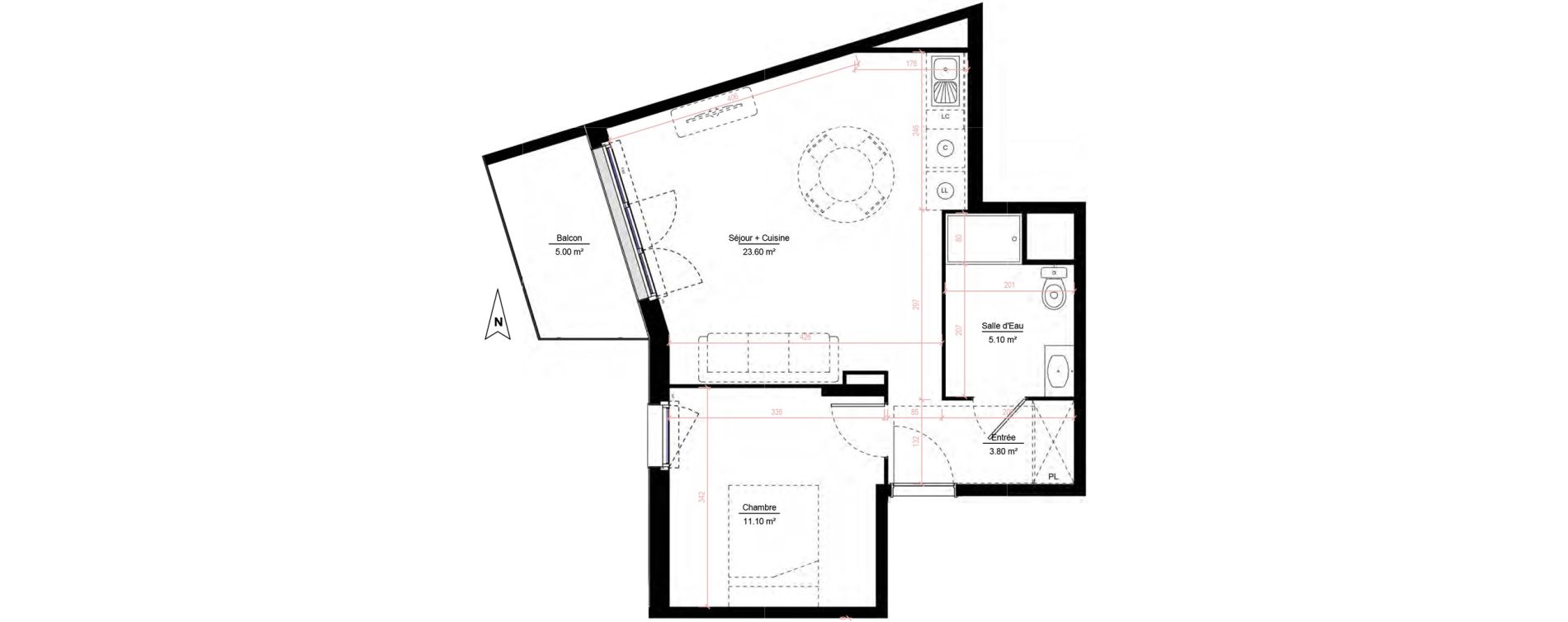 Appartement T2 de 43,60 m2 &agrave; Melun Woodi