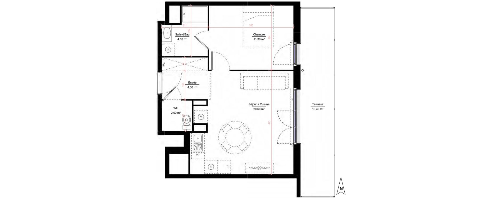 Appartement T2 de 42,00 m2 &agrave; Melun Woodi