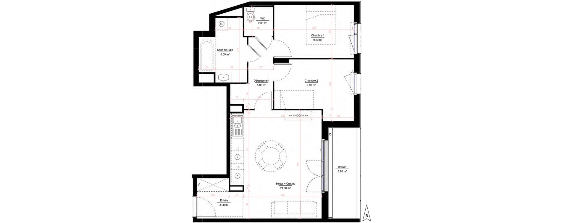 Appartement T3 de 58,40 m2 &agrave; Melun Woodi