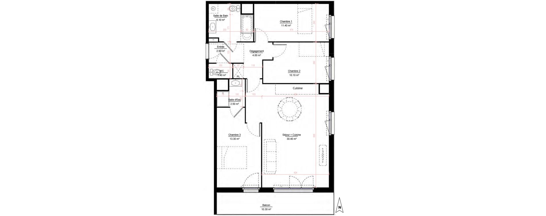 Appartement T4 de 82,10 m2 &agrave; Melun Woodi