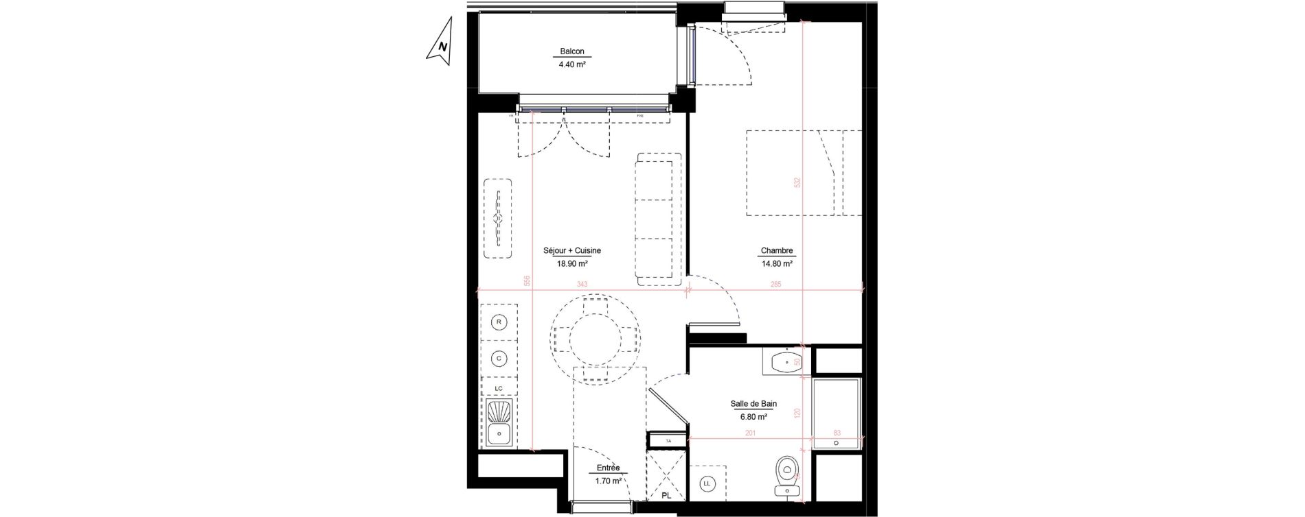 Appartement T2 de 42,20 m2 &agrave; Melun Woodi
