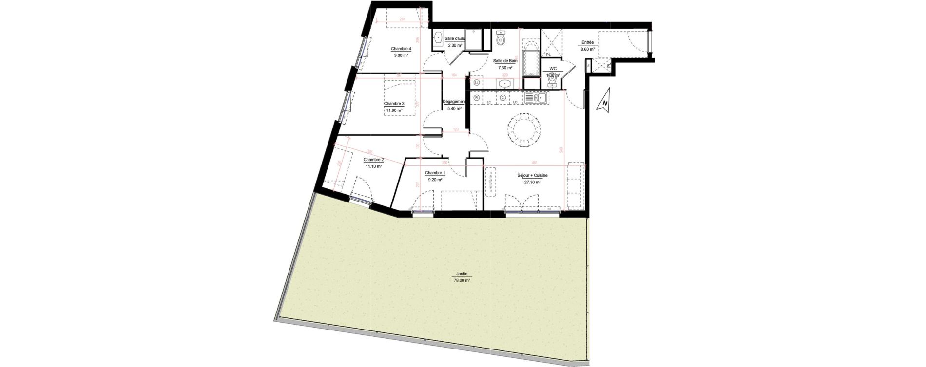 Appartement T5 de 93,40 m2 &agrave; Melun Woodi