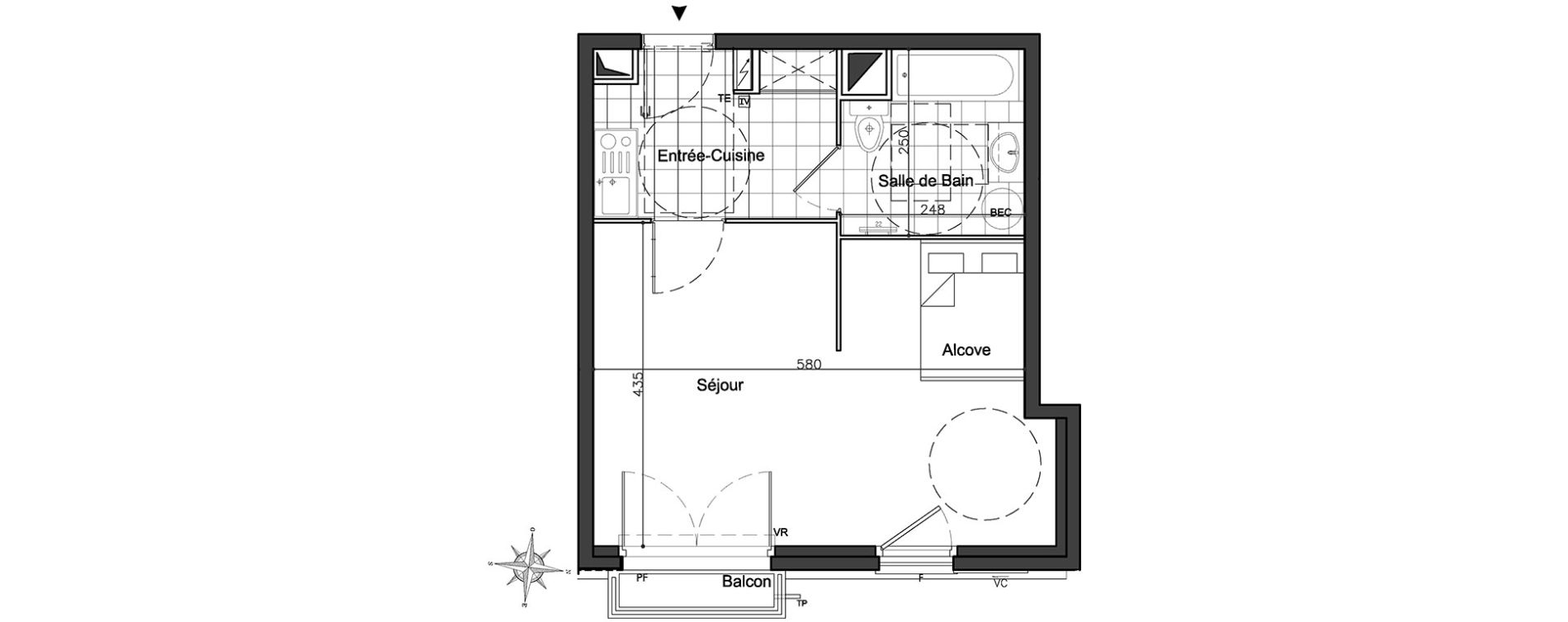 Appartement T1 de 37,86 m2 &agrave; Melun Centre