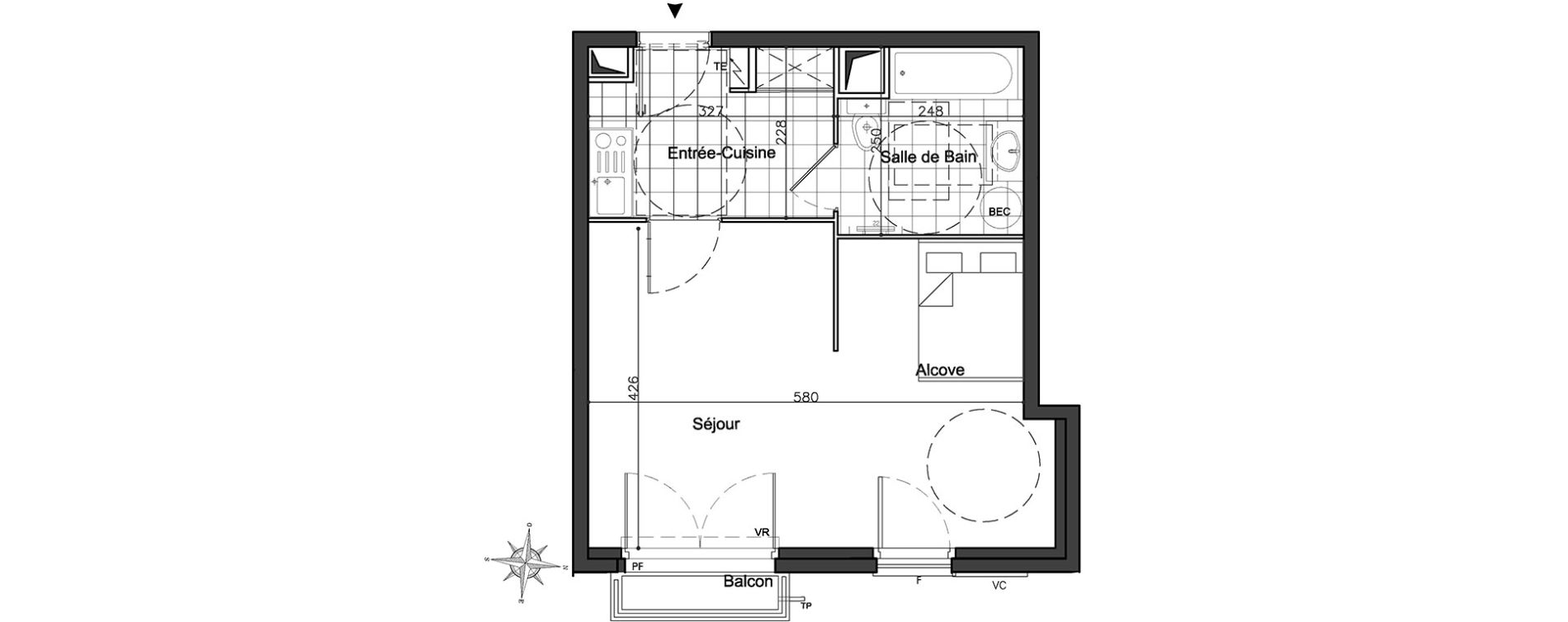 Appartement T1 de 37,87 m2 &agrave; Melun Centre