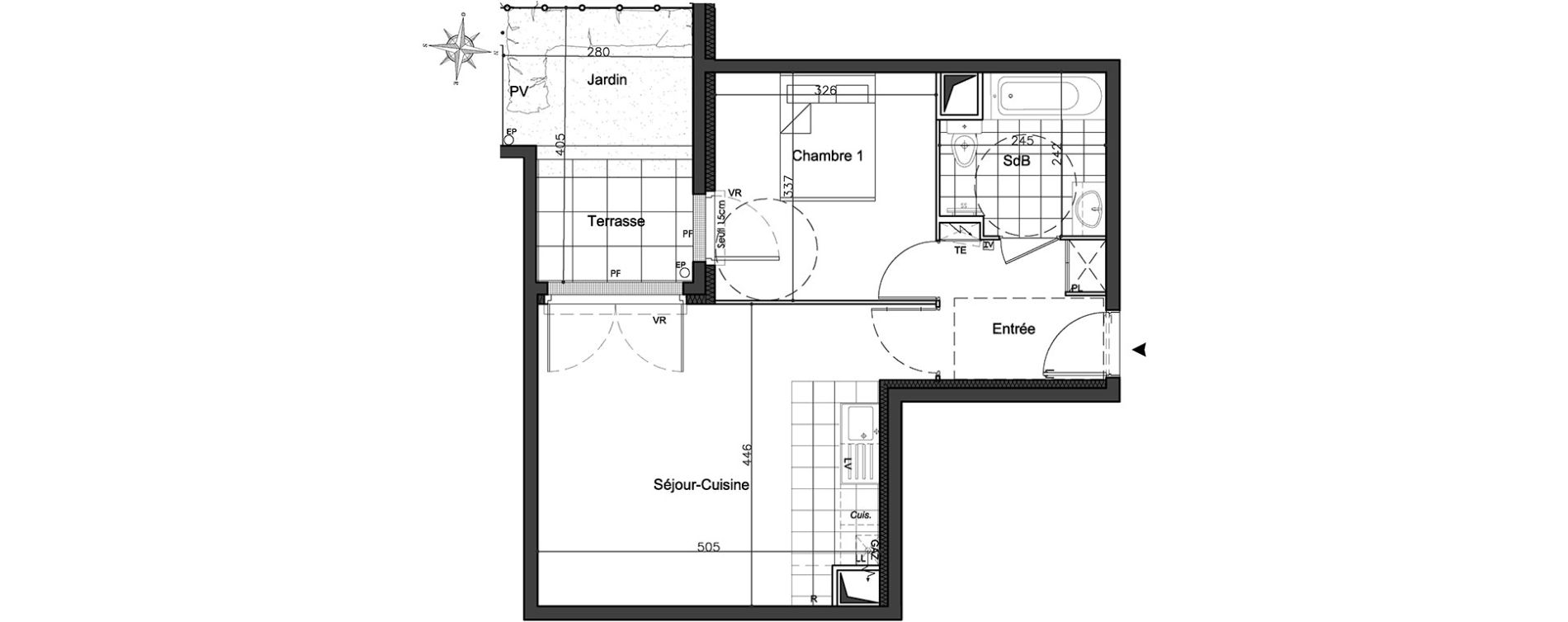 Appartement T2 de 44,56 m2 &agrave; Melun Centre