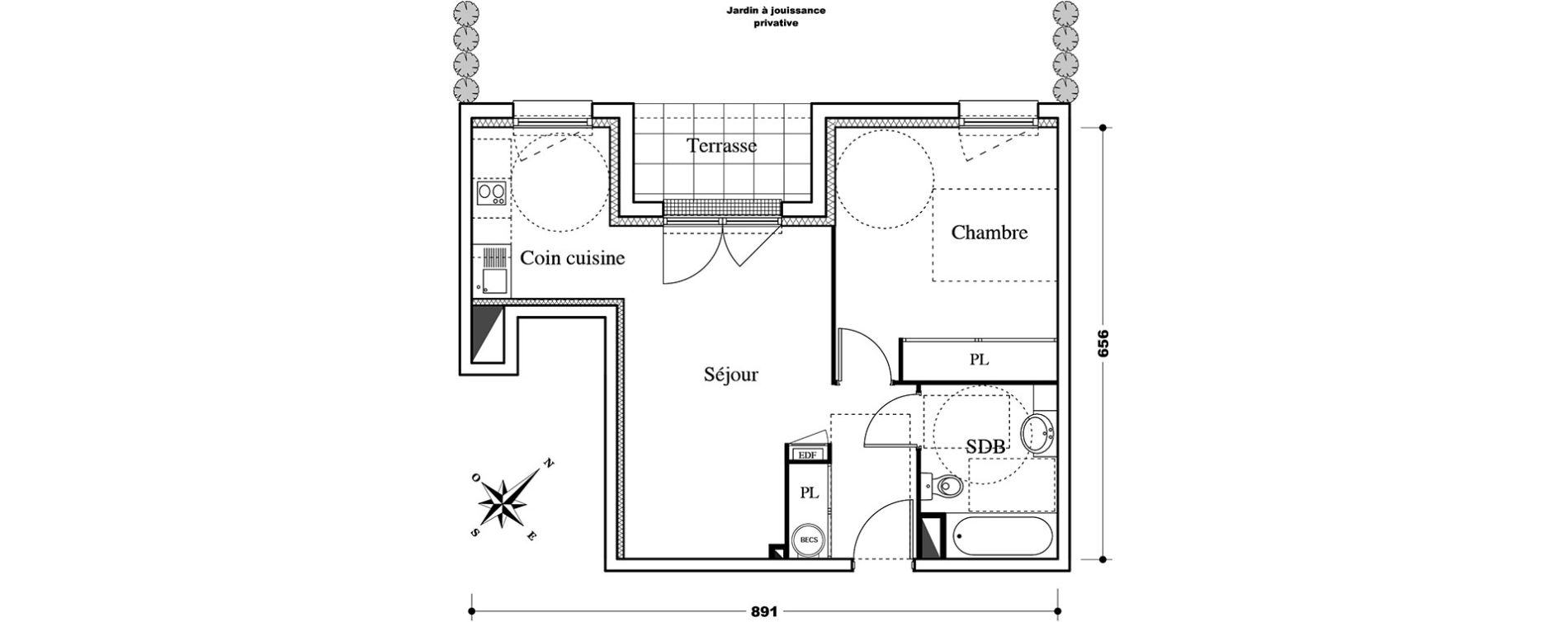 Appartement T2 de 43,10 m2 à Melun Centre
