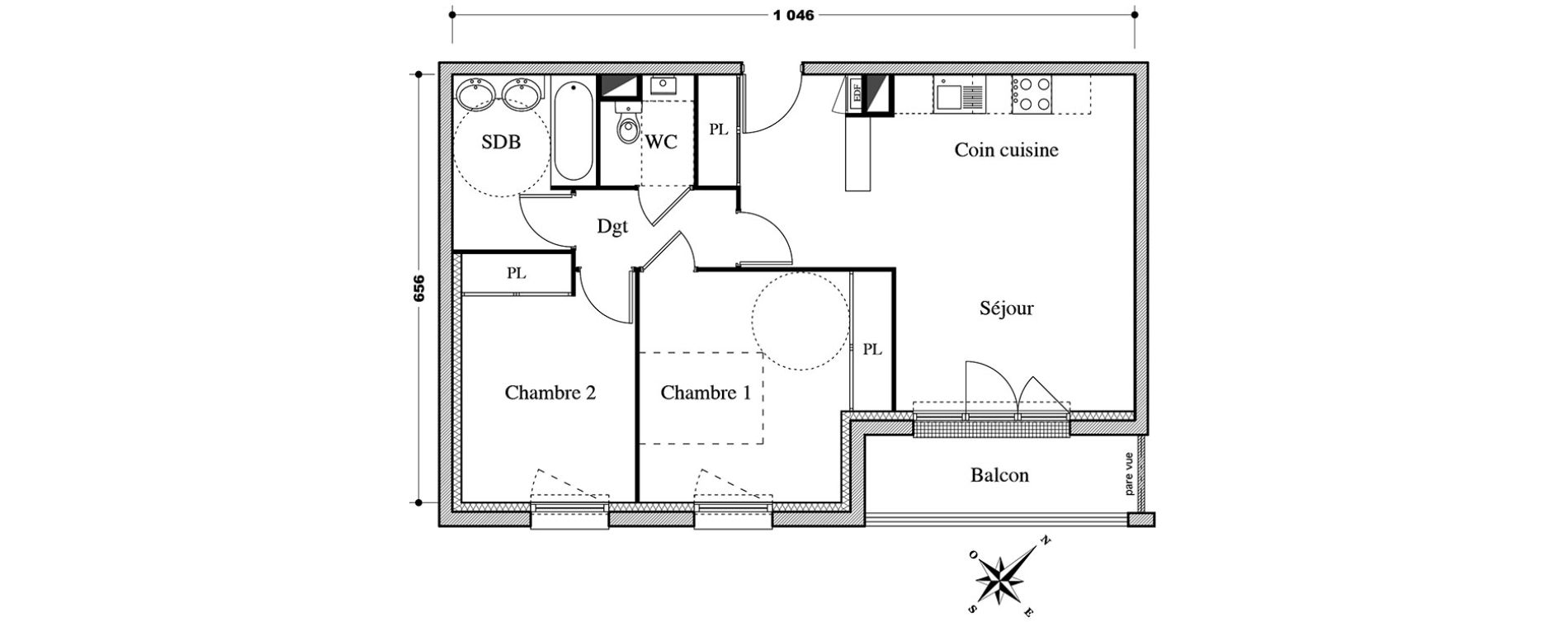 Appartement T3 de 60,00 m2 &agrave; Melun Centre