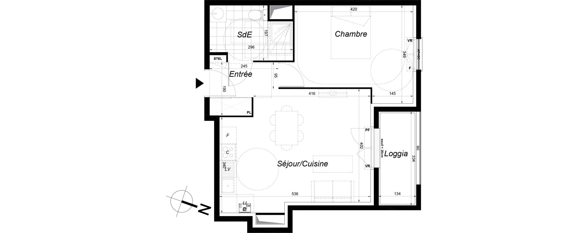 Appartement T2 de 42,80 m2 &agrave; Melun Saint-liesne