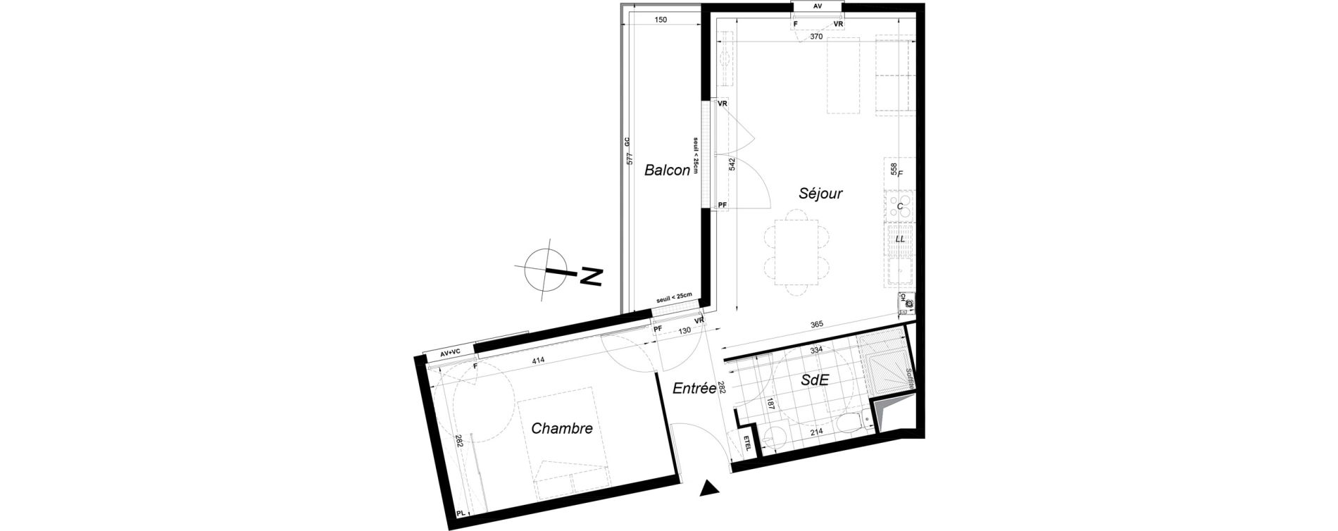 Appartement T2 de 42,60 m2 &agrave; Melun Saint-liesne