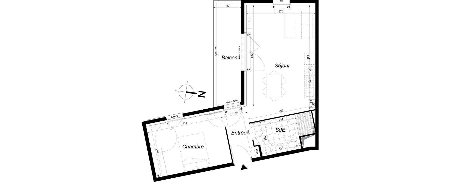 Appartement T2 de 42,60 m2 &agrave; Melun Saint-liesne