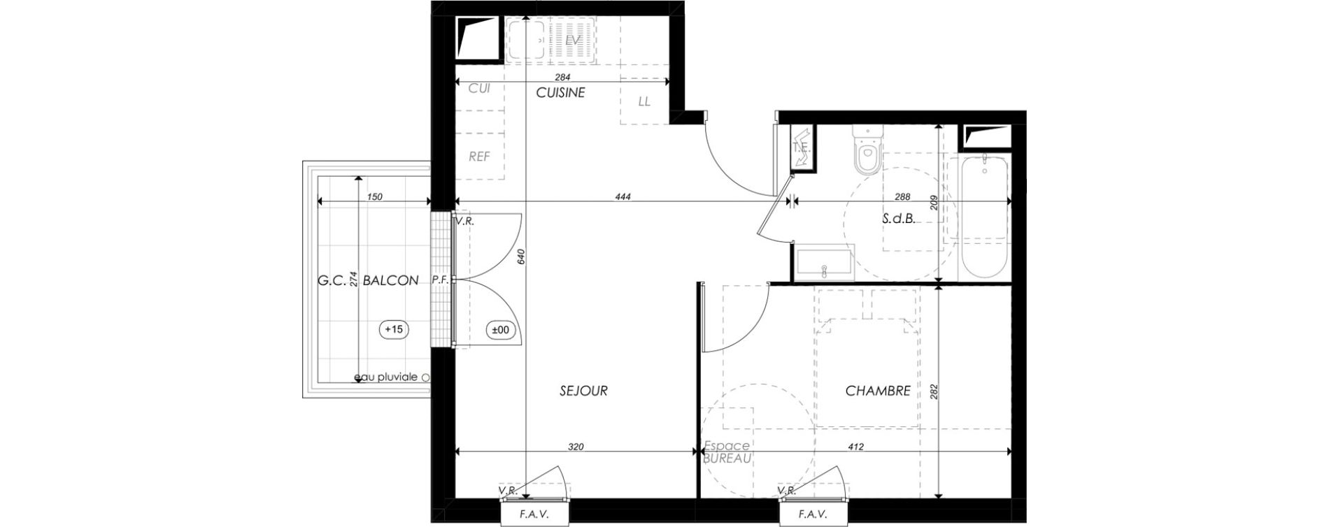 Appartement T2 de 39,30 m2 &agrave; Melun Saint-liesne