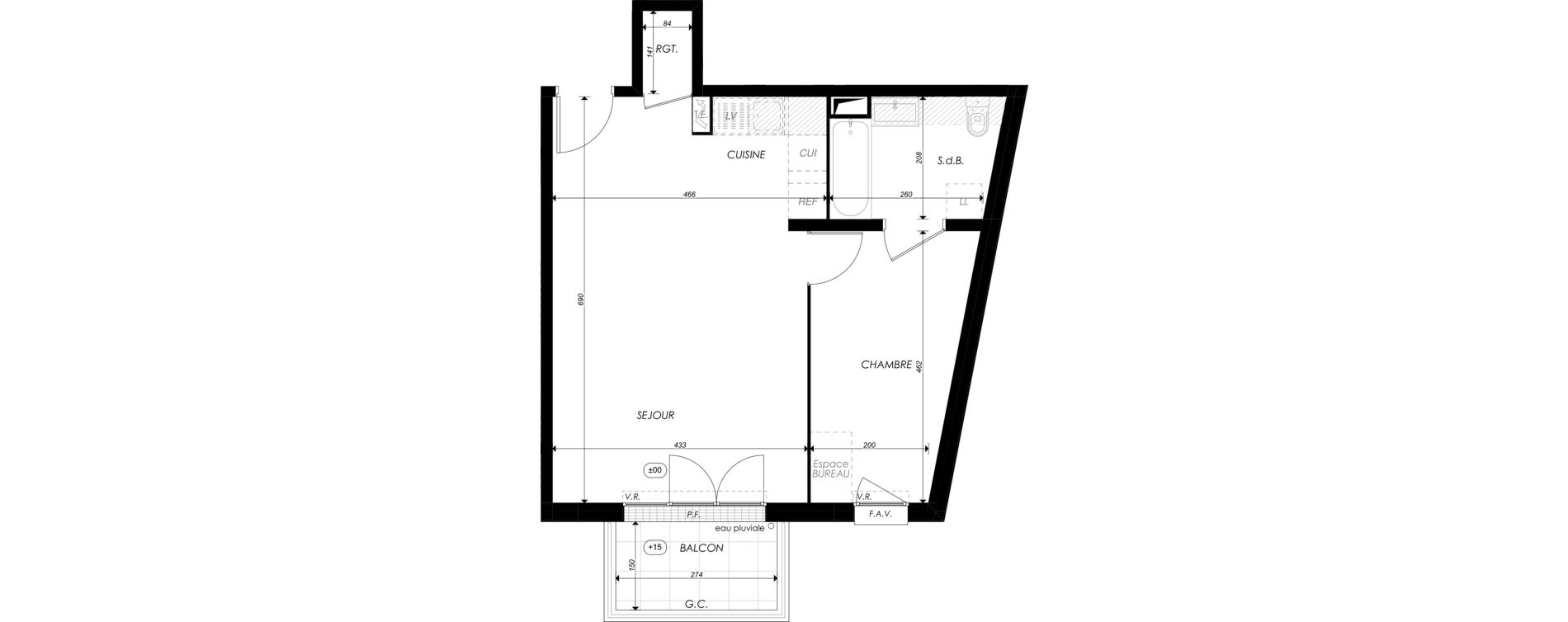 Appartement T2 de 48,31 m2 &agrave; Melun Saint-liesne