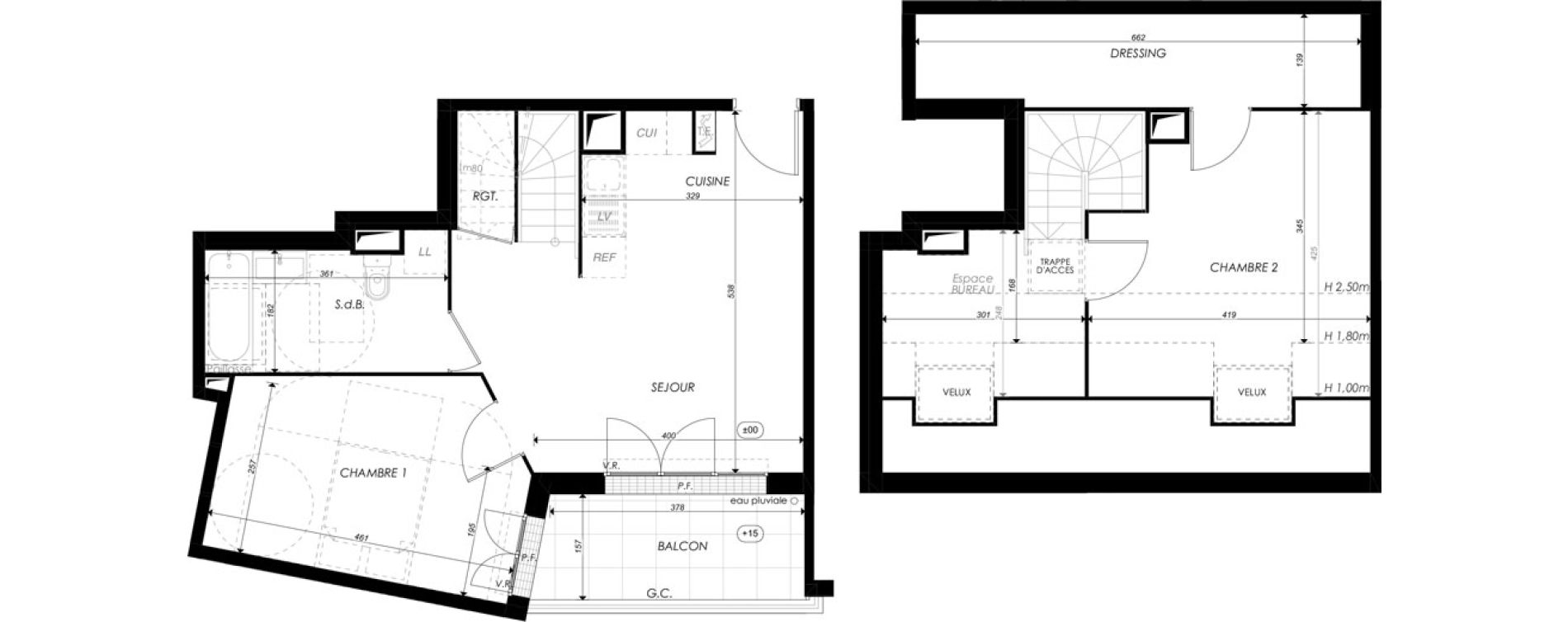 Duplex T3 de 69,33 m2 &agrave; Melun Saint-liesne