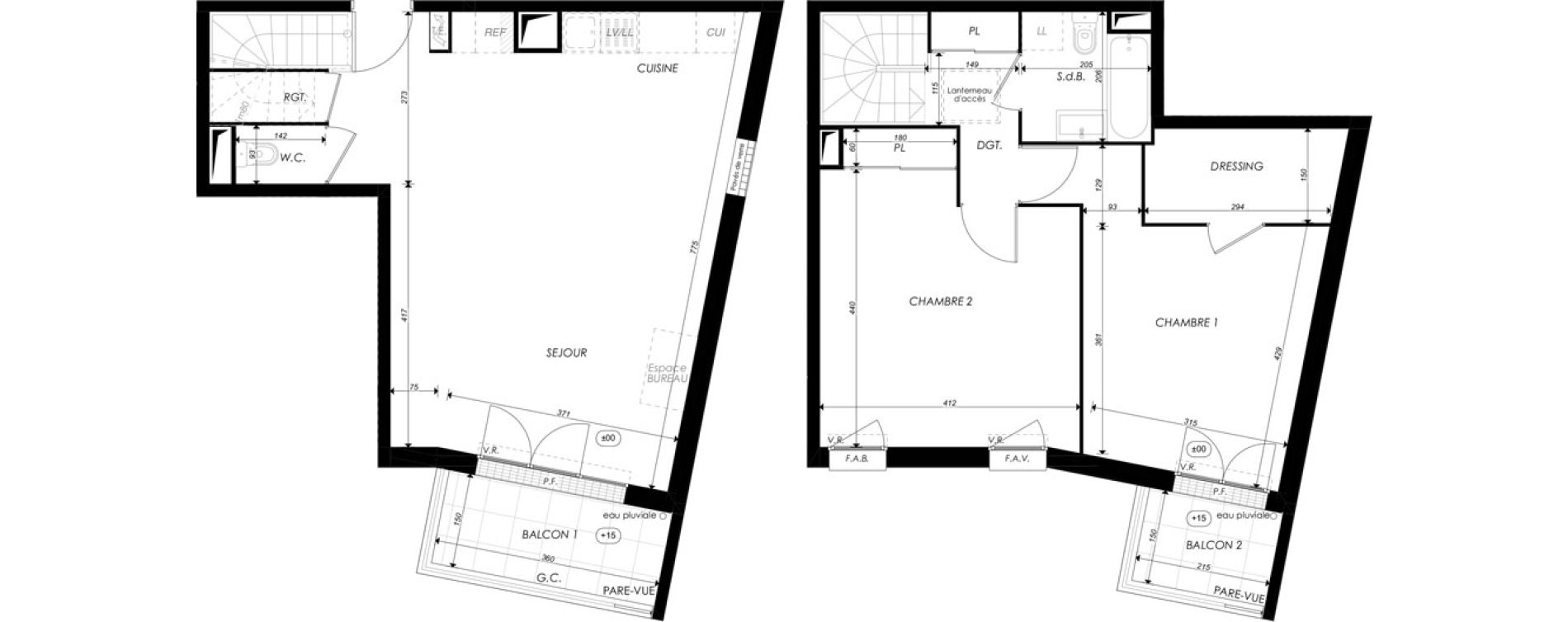 Duplex T3 de 87,60 m2 &agrave; Melun Saint-liesne