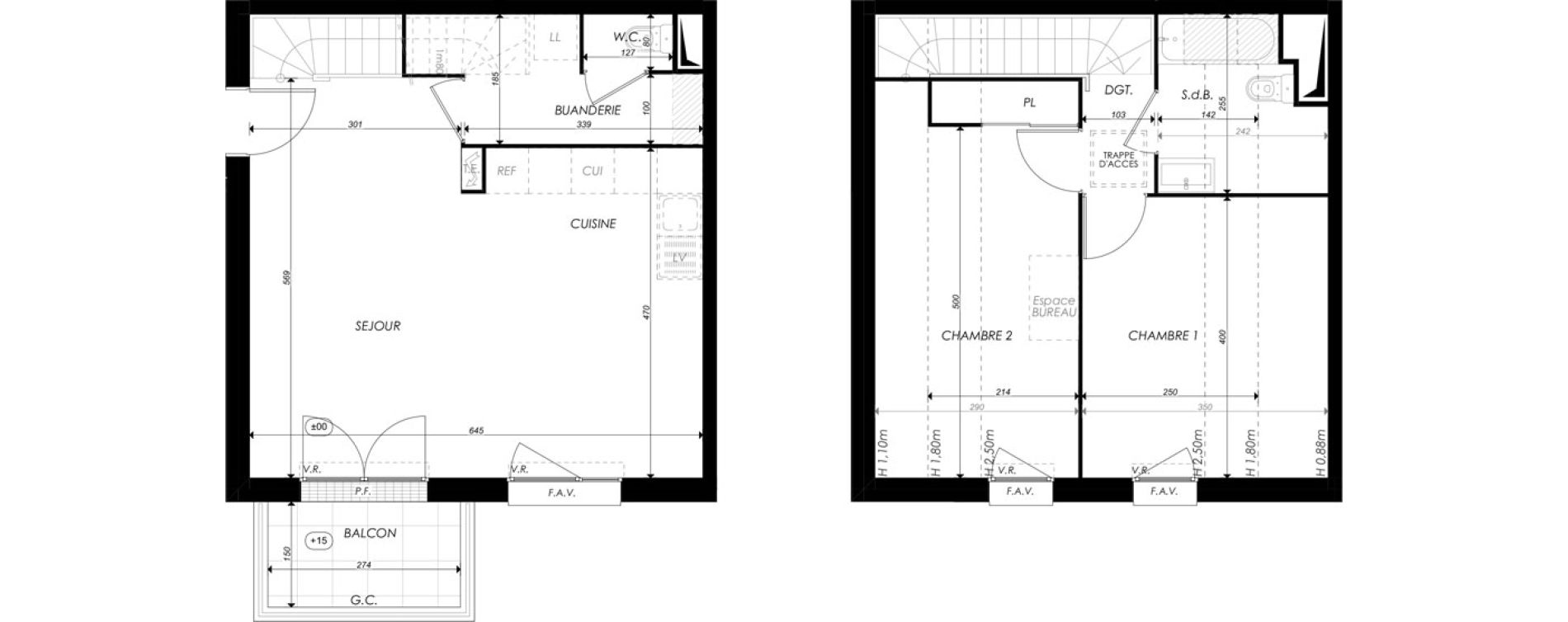 Duplex T3 de 66,33 m2 &agrave; Melun Saint-liesne