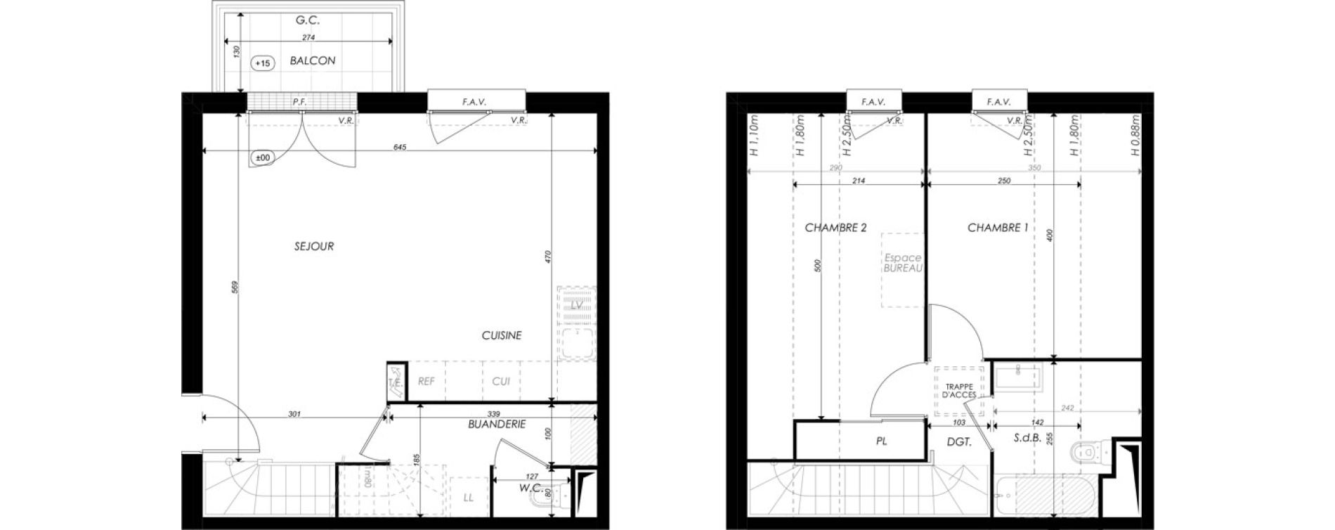 Duplex T3 de 66,33 m2 &agrave; Melun Saint-liesne