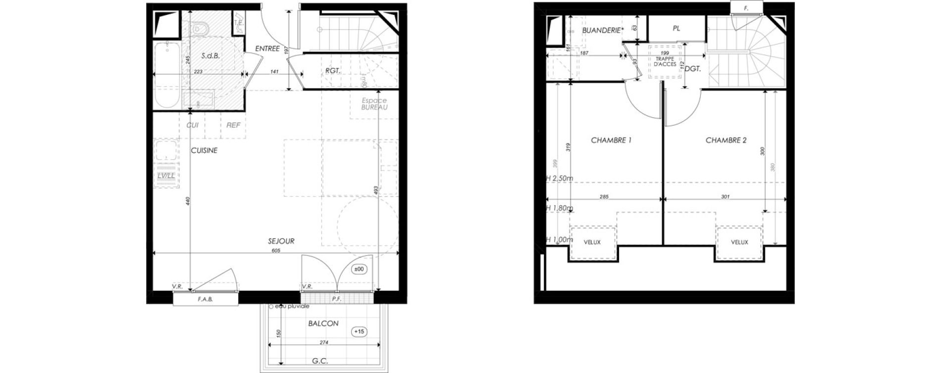 Duplex T3 de 61,96 m2 &agrave; Melun Saint-liesne