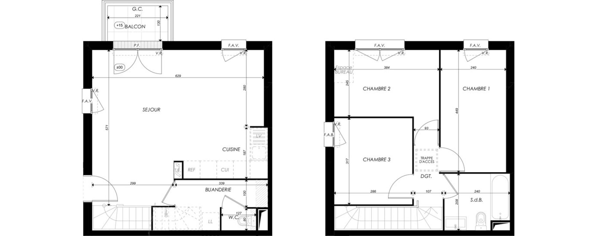 Duplex T4 de 75,86 m2 &agrave; Melun Saint-liesne