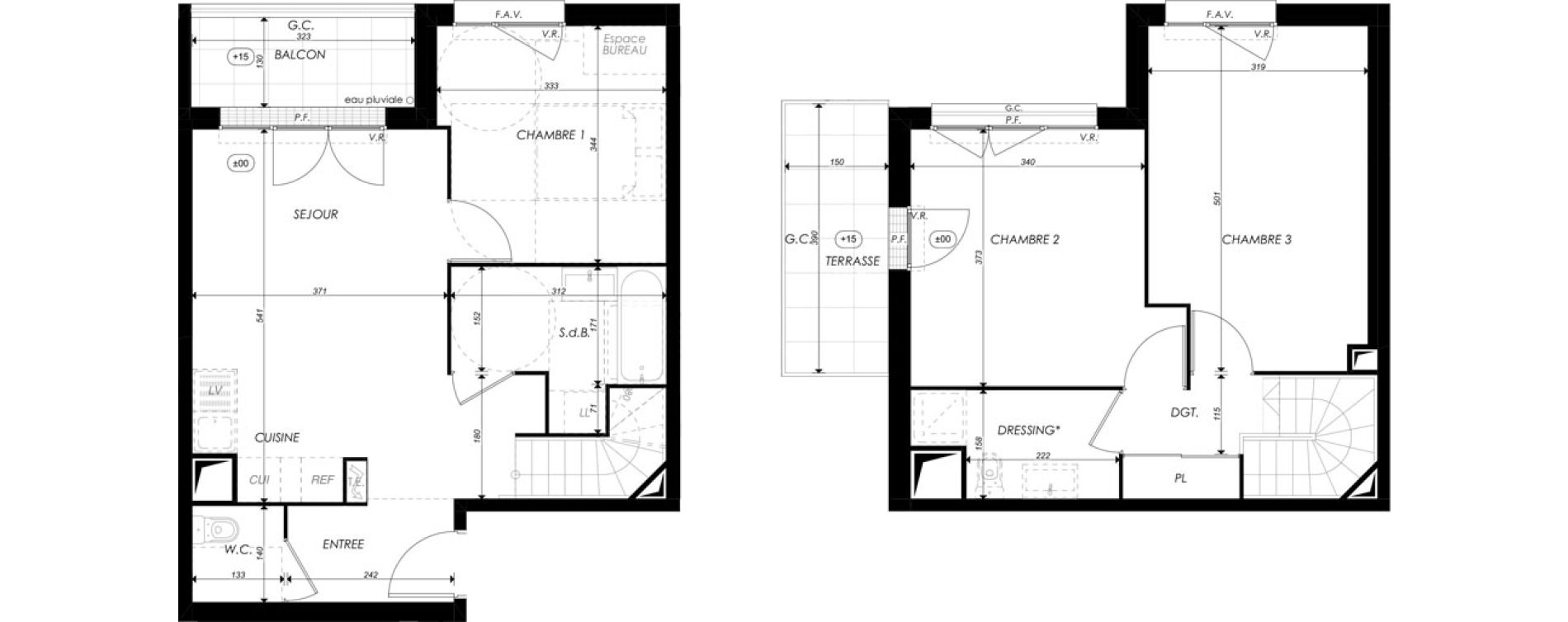 Duplex T4 de 79,50 m2 &agrave; Melun Saint-liesne