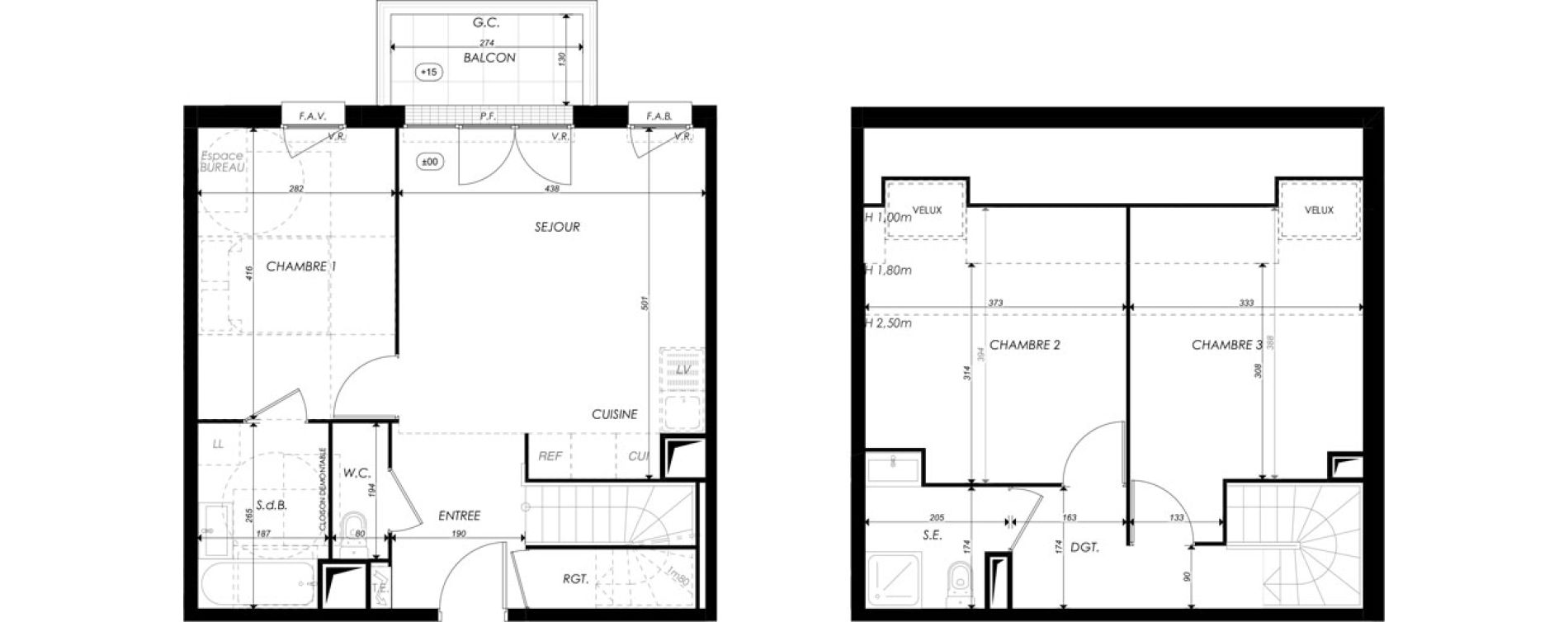 Duplex T4 de 75,81 m2 &agrave; Melun Saint-liesne