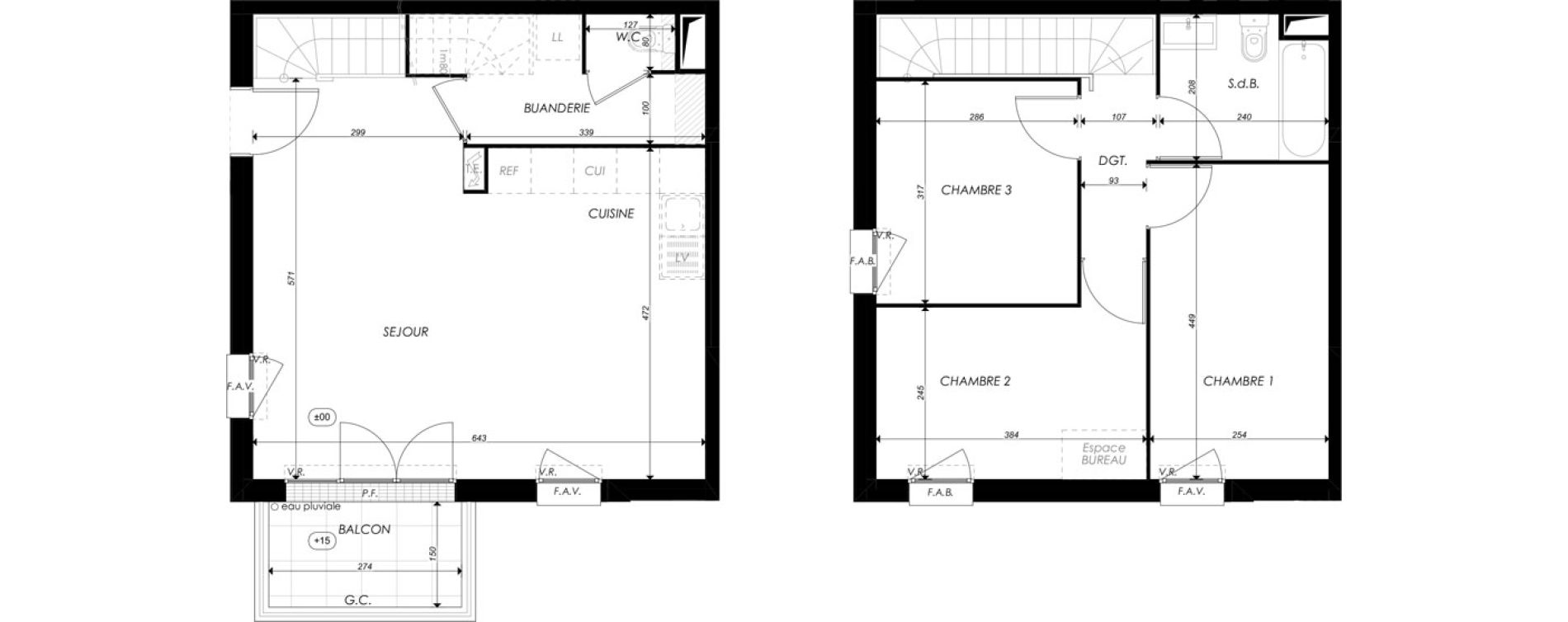 Duplex T4 de 76,91 m2 &agrave; Melun Saint-liesne