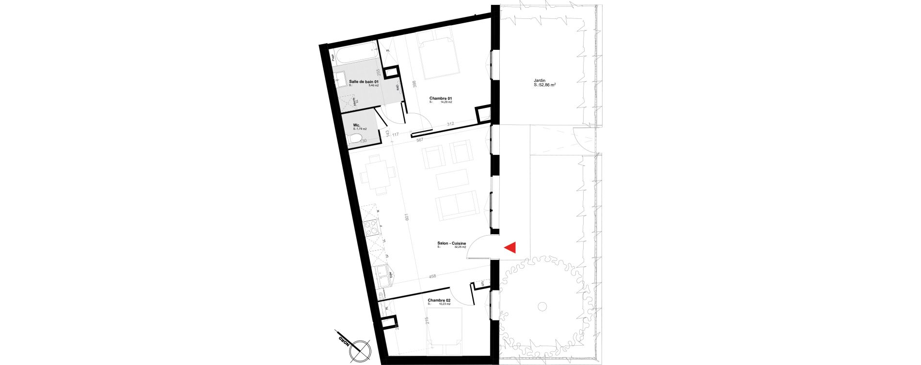 Appartement T3 de 64,02 m2 &agrave; Melun Trois moulins
