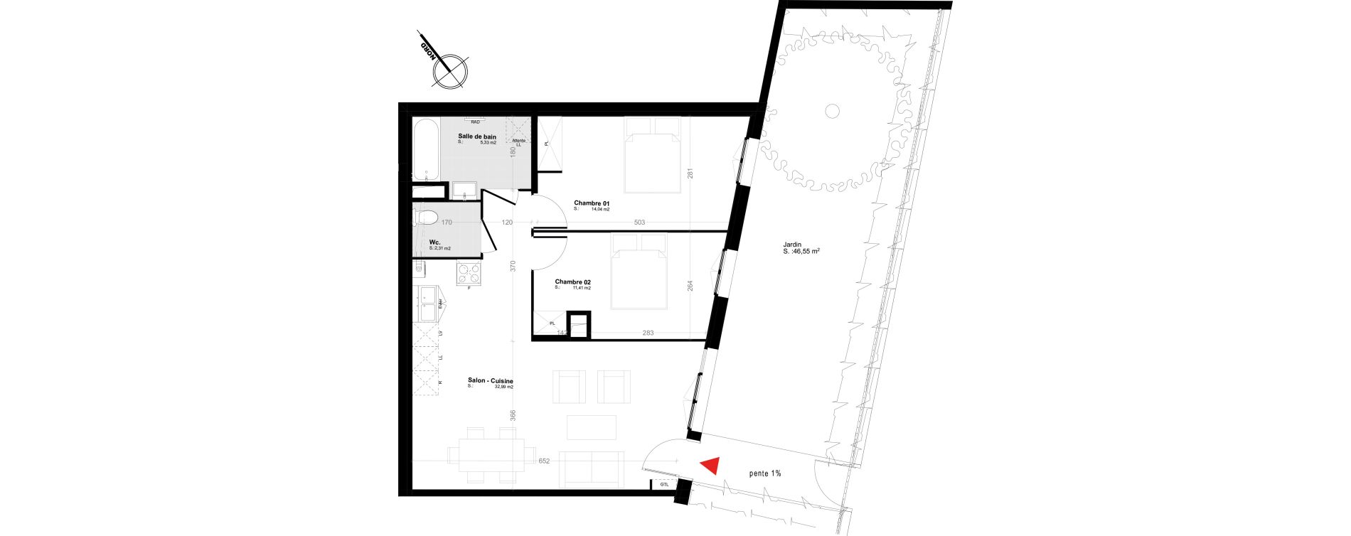 Appartement T3 de 66,08 m2 &agrave; Melun Trois moulins