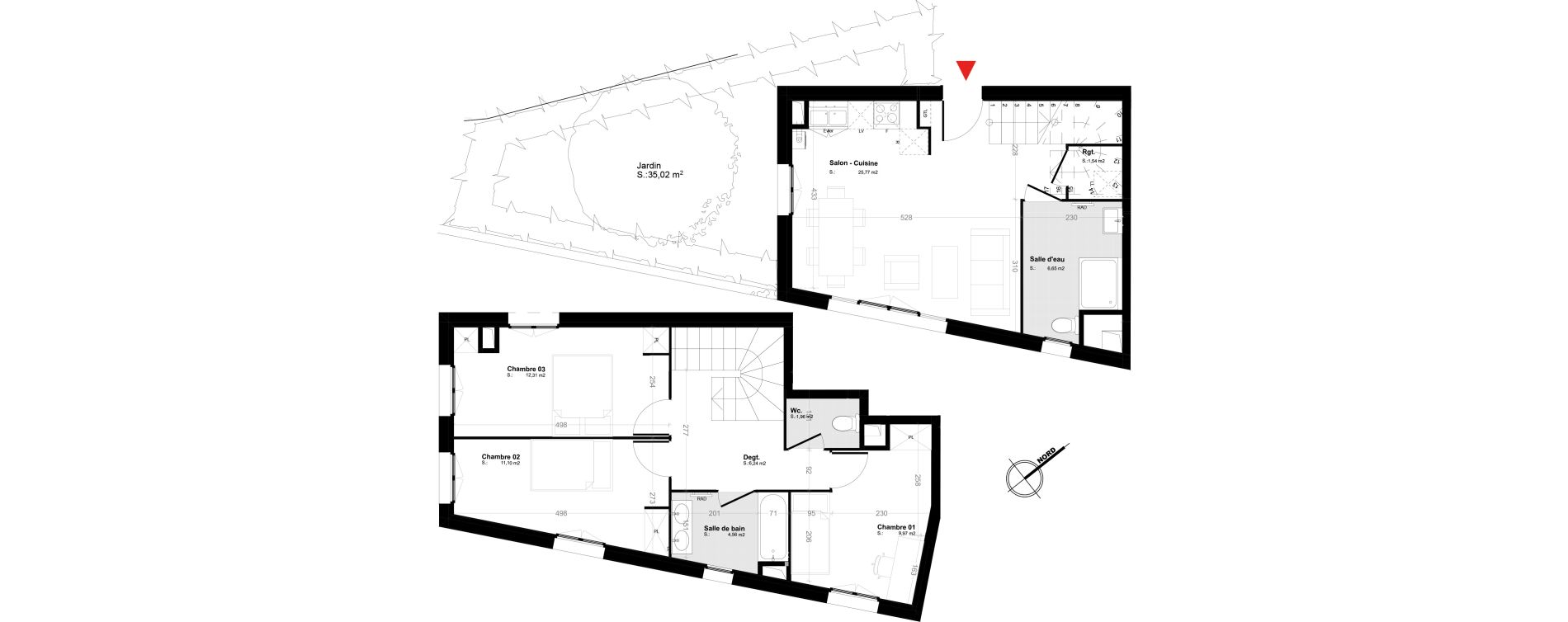 Duplex T4 de 80,10 m2 &agrave; Melun Trois moulins